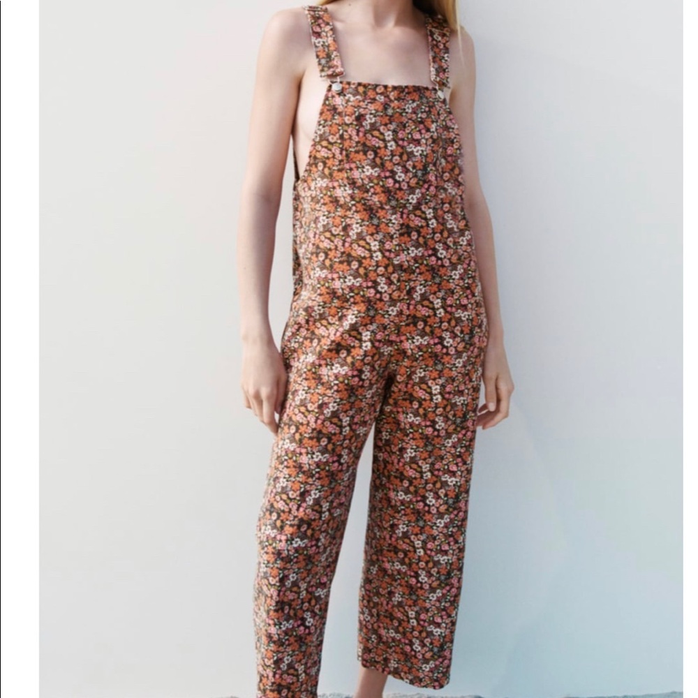 Zara floral print overalls